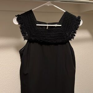 Madewell black fringe dress